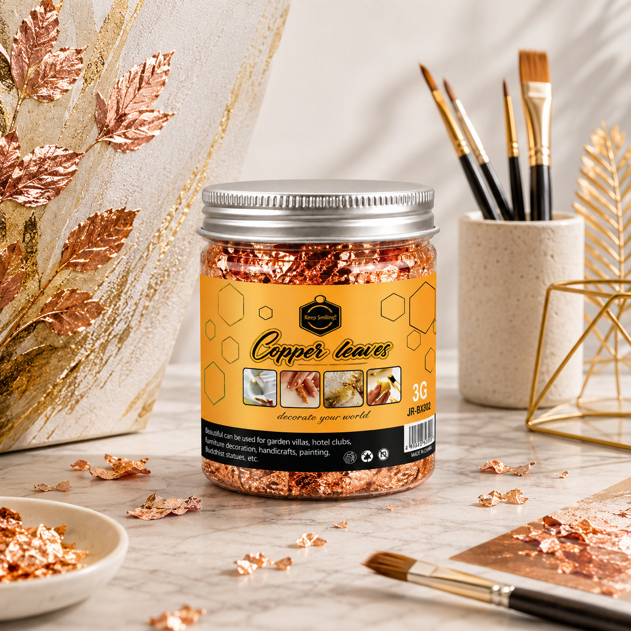 KeepSmiling Copper Leaves Flakes